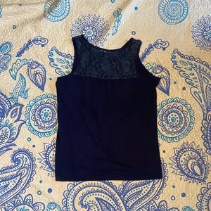 Elegant Navy Lace Tank Top - Size L